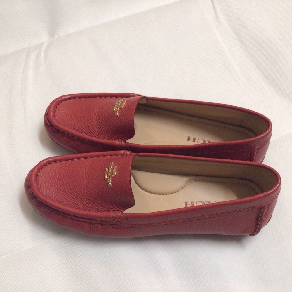 Coach Red and Gold Leather Flats - Picture 2 of 4